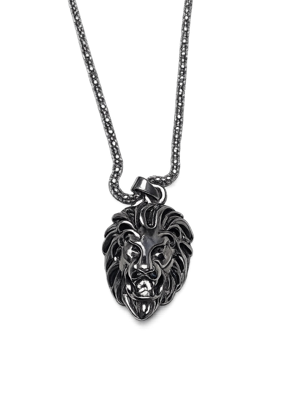 Men's Black Lion Head Pendant Necklace